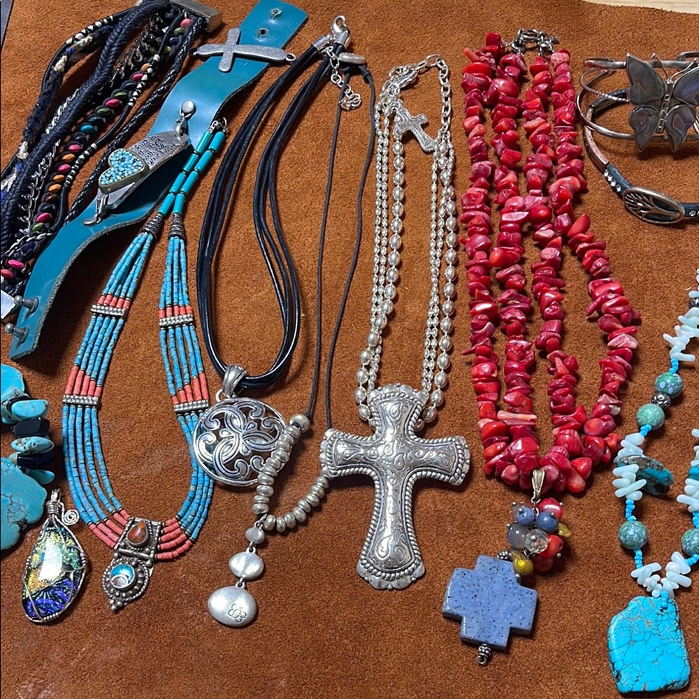 Silver and Red turquoise southwestern Beaded Necklace Set